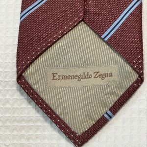 Ermenegildo Zegna Men's Burgundy Striped Silk Tie made in Italy